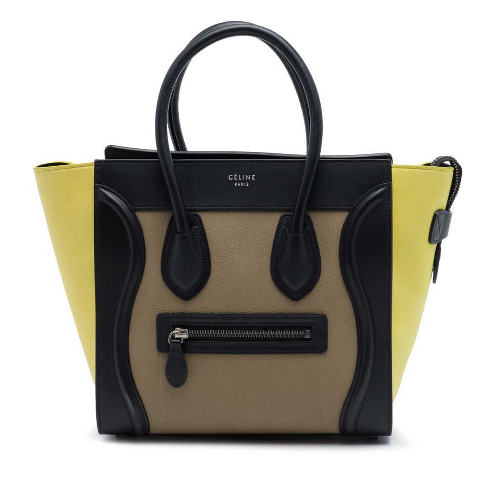 Pre-Loved Celine Micro Tricolor Leather Luggage Tote